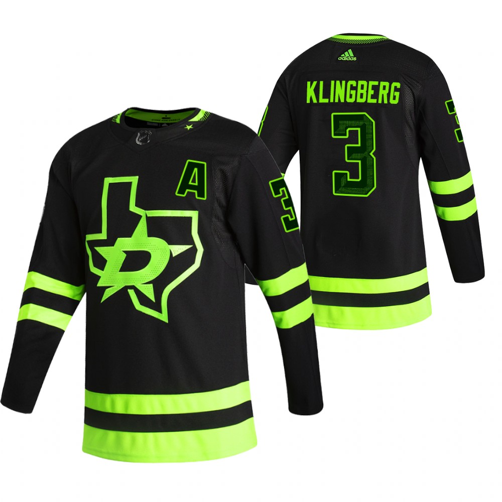 2021 Adidias Dallas Stars 3 John Klingberg Black Men Reverse Retro Alternate NHL Jersey